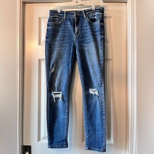 Carly Jean Los Angeles Blue Skinny Distressed Jeans